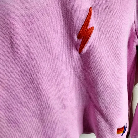 Aviator Nation Tie Dye Bolt Stitch Cropped Crew Sweatshirt Sz Xs - Picture 4 of 8